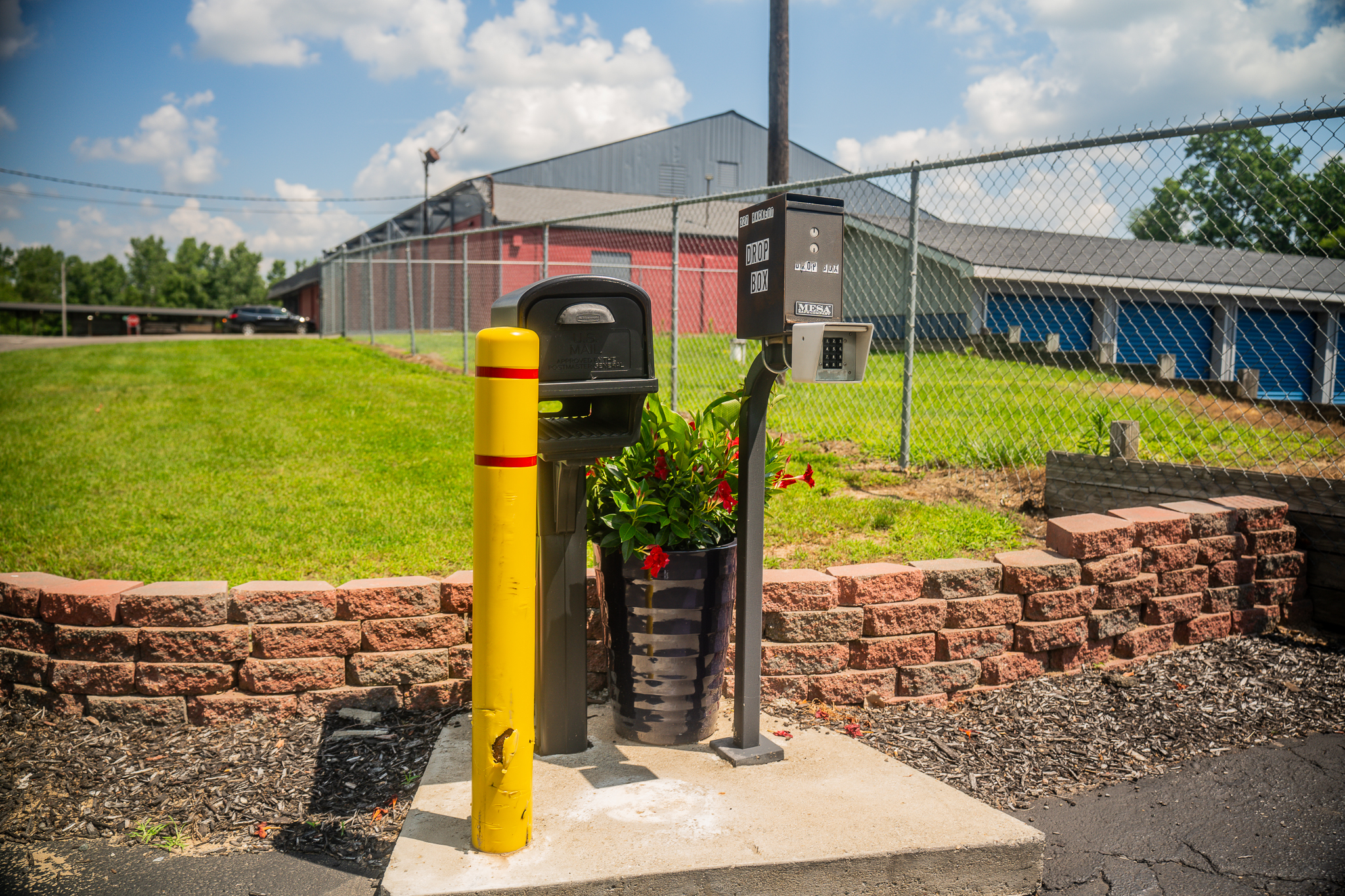 Security entrance and pin pad for storage facility